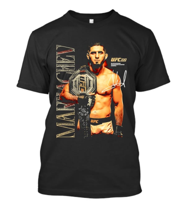 Islam Makhachev UFC Champion Signature Autograph Belt T-Shirt