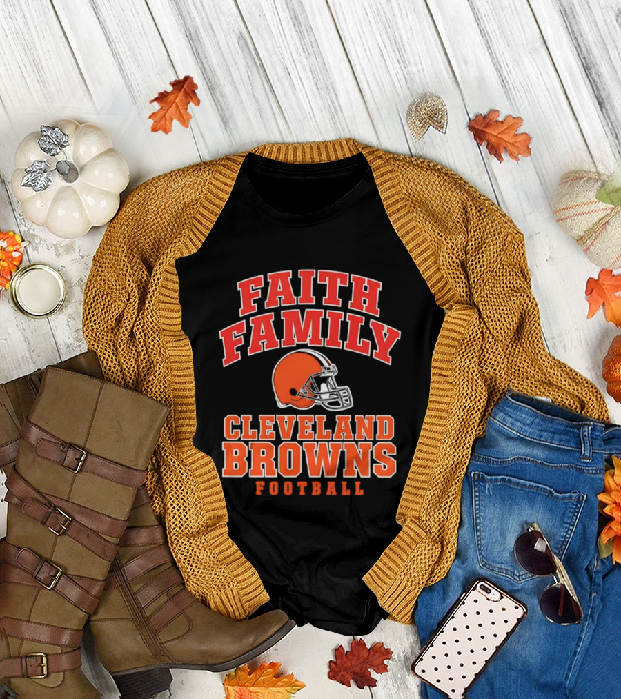 Faith Family Cleveland Browns Football Orange Helmet T-Shirt