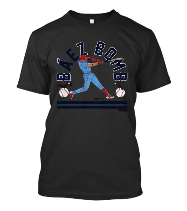Báez Bomb Baseball Action With Home Run Swing T-Shirt