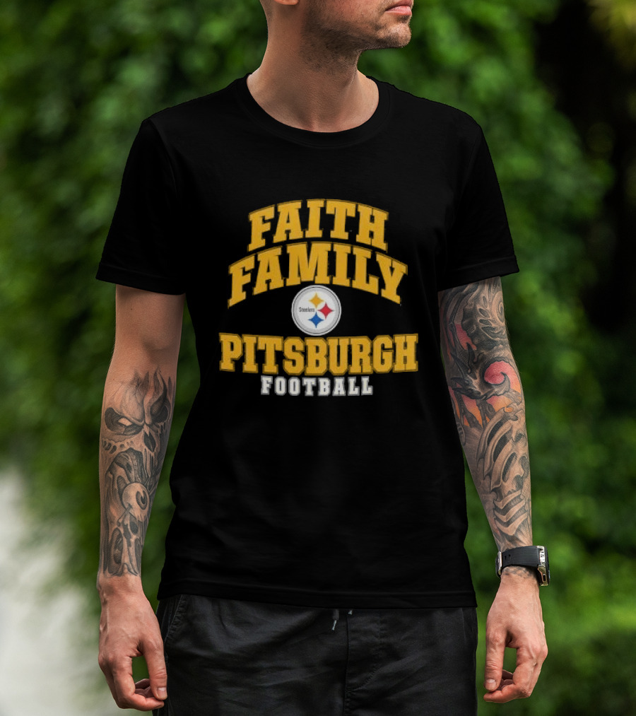 Pittsburgh Steelers Faith Family Football Team Yellow Arched T-Shirt