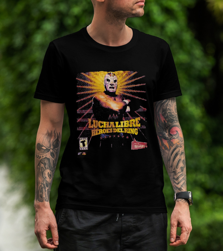 Lucha Libre Héroes Del Ring Masked Wrestler Starburst T-Shirt