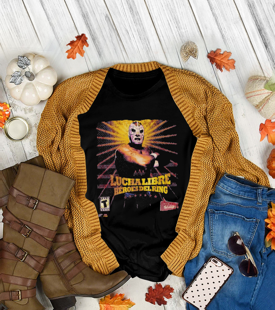 Lucha Libre Héroes Del Ring Masked Wrestler Starburst T-Shirt