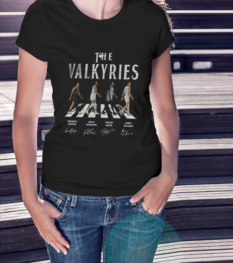The Valkyries Veronica Burton Kayla Thornton Tiffany Hayes Gabb Williams WNBA Basketball Crossing Road T-Shirt