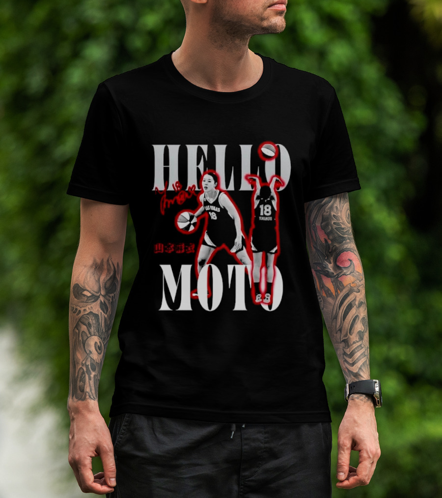 Hello Moto Mai Yamamoto Basketball 18 Red Glow Dribbling Shooting T-Shirt