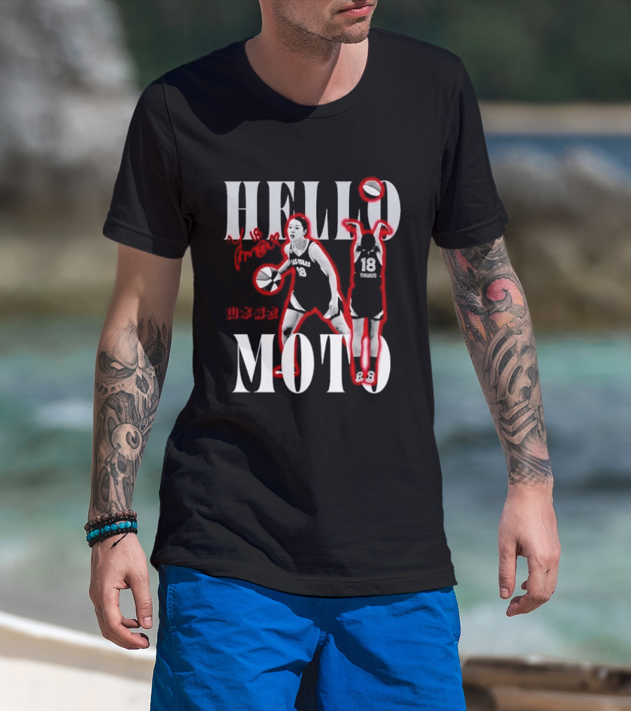 Hello Moto Mai Yamamoto Basketball 18 Red Glow Dribbling Shooting T-Shirt