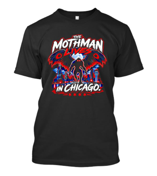 The Mothman Lives In Chicago Urban Legend Skyline Paranormal Mythology T-Shirt