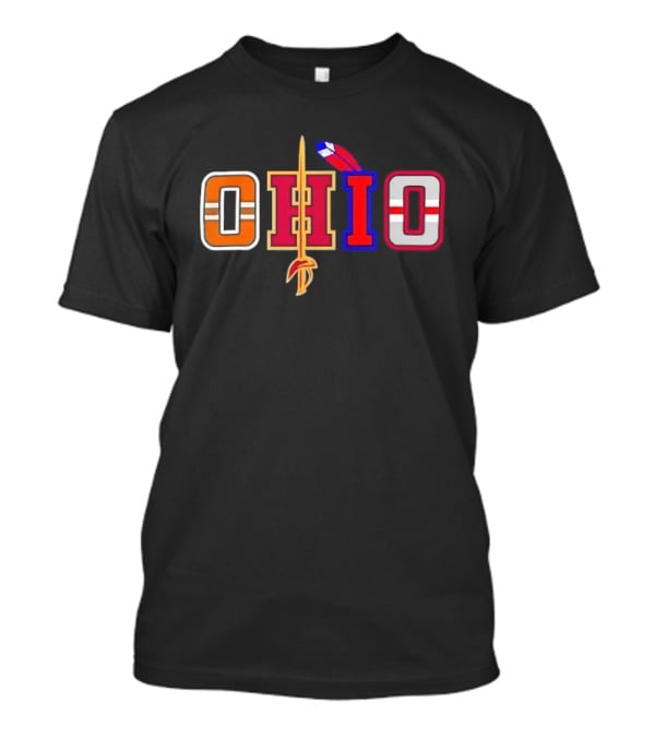 Ohio Cleveland Sports Letter Block Sword Feather T-Shirt