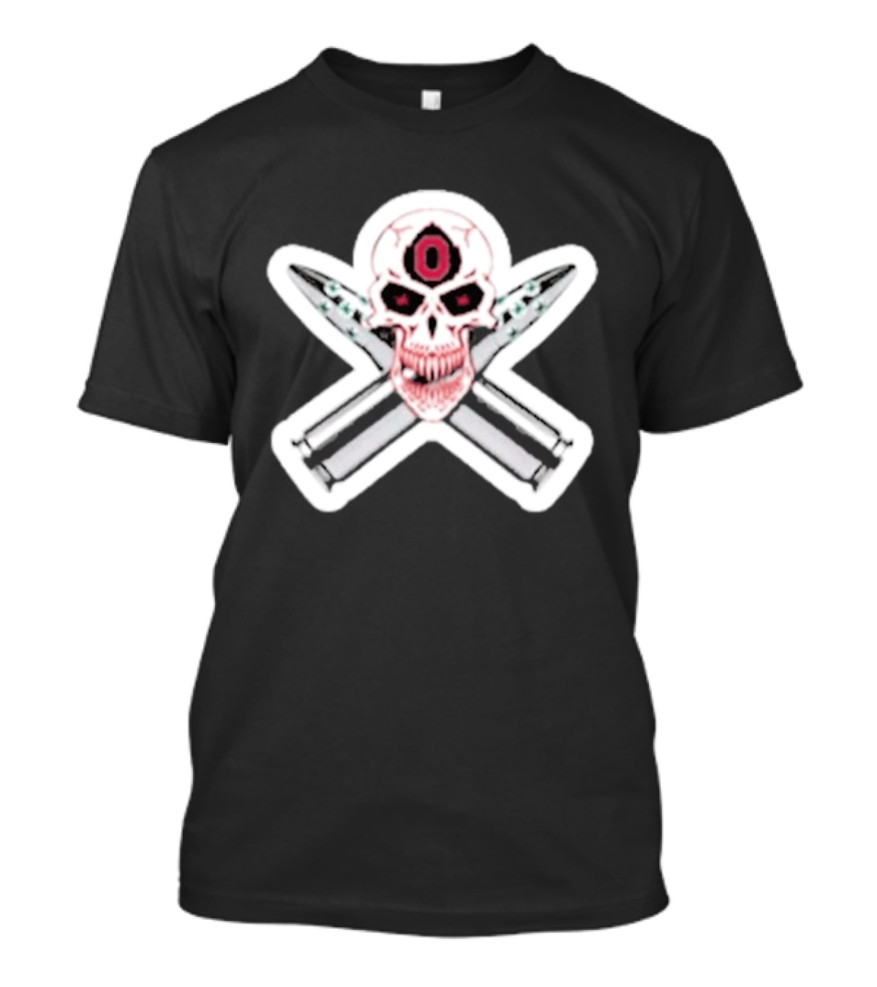 Ohio State Buckeyes Skull With Crossed Silver Bullets T-Shirt