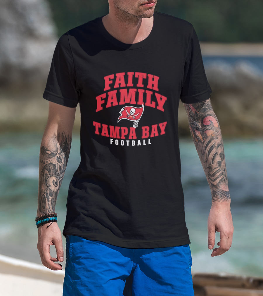 Faith Family Tampa Bay Football Pirate Flag Skull T-Shirt