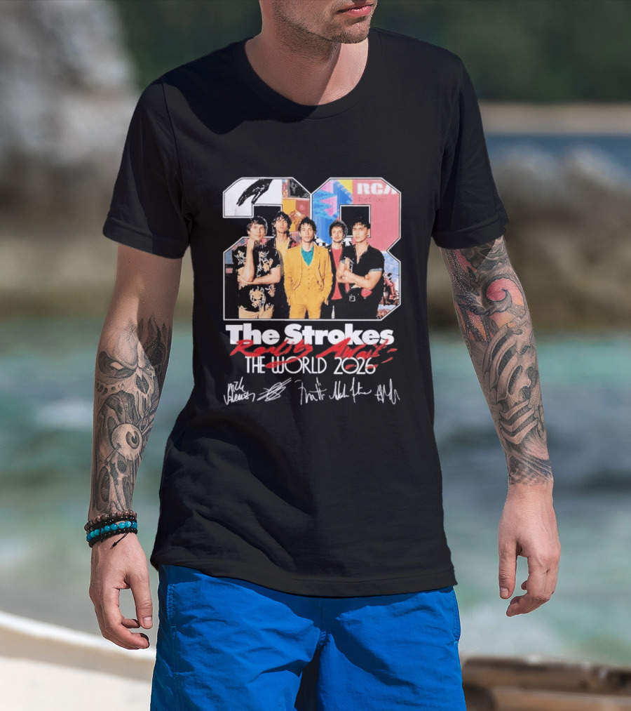 The Strokes Reality Awaits 2026 Tour RCA Vintage Band Signatures T-Shirt