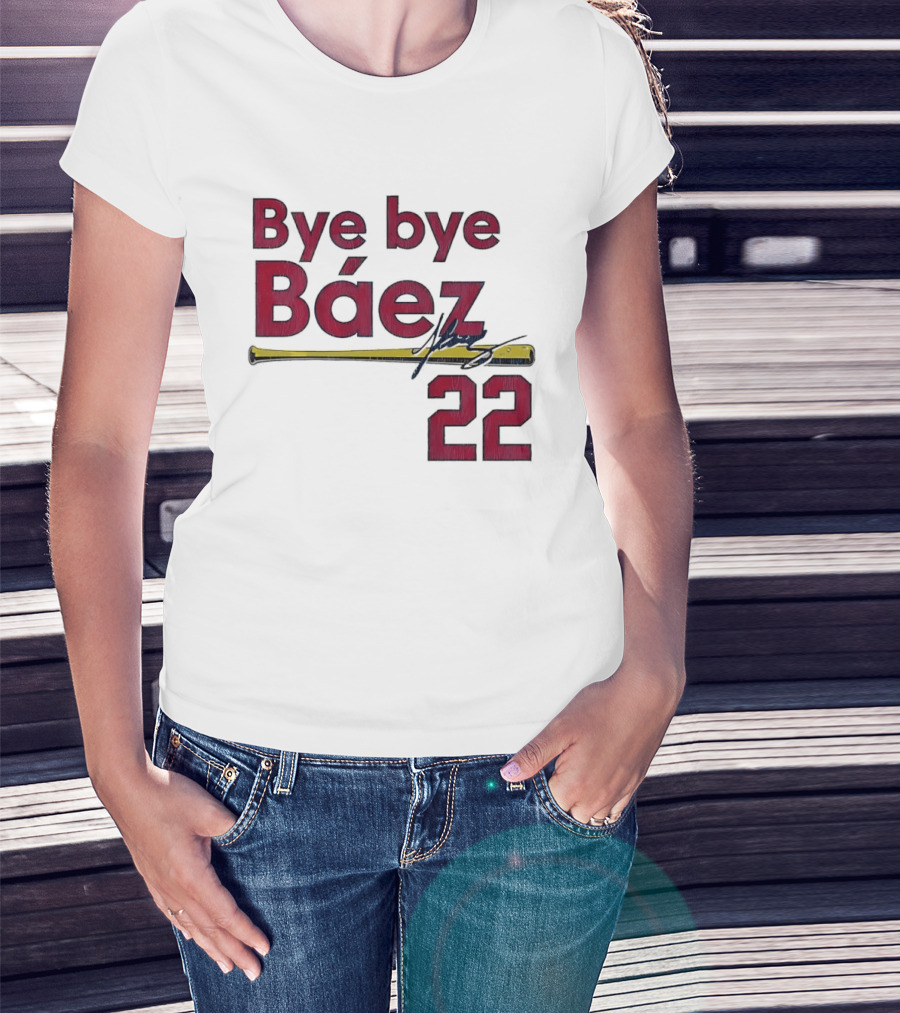 Bye Bye Báez 22 Yellow Gold Baseball Bat Player T-Shirt