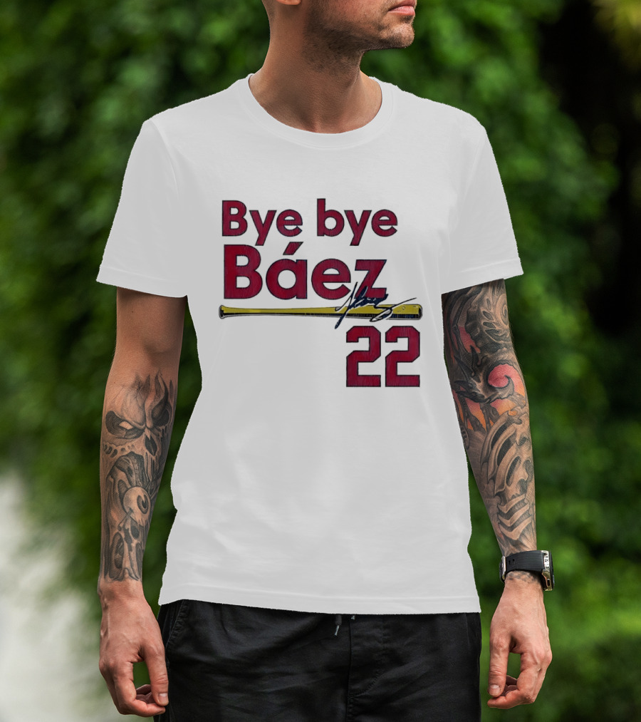 Bye Bye Báez 22 Yellow Gold Baseball Bat Player T-Shirt