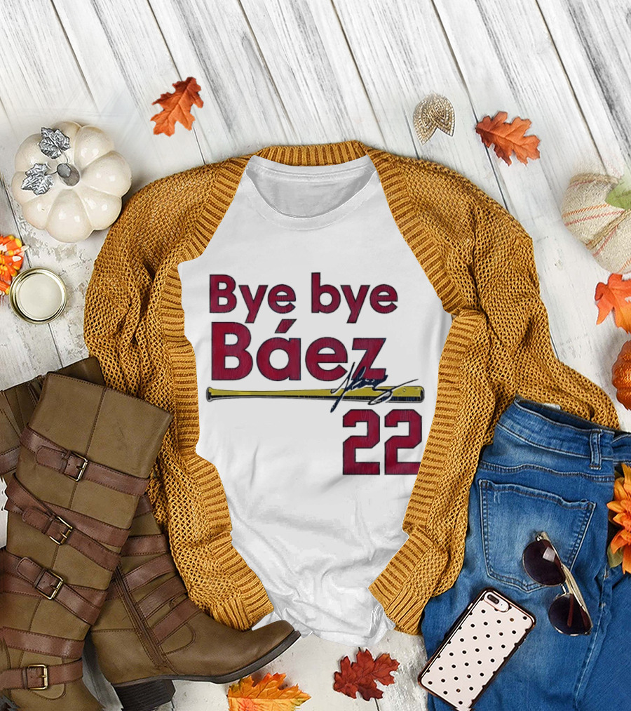 Bye Bye Báez 22 Yellow Gold Baseball Bat Player T-Shirt