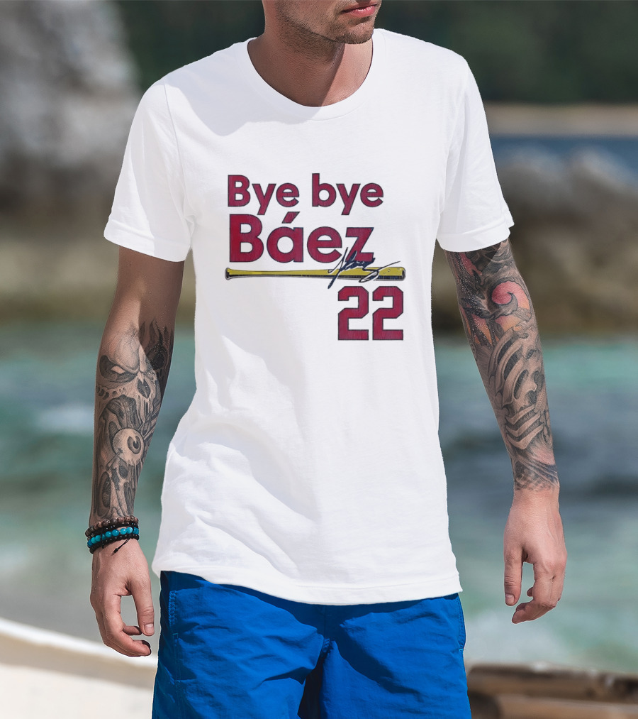 Bye Bye Báez 22 Yellow Gold Baseball Bat Player T-Shirt