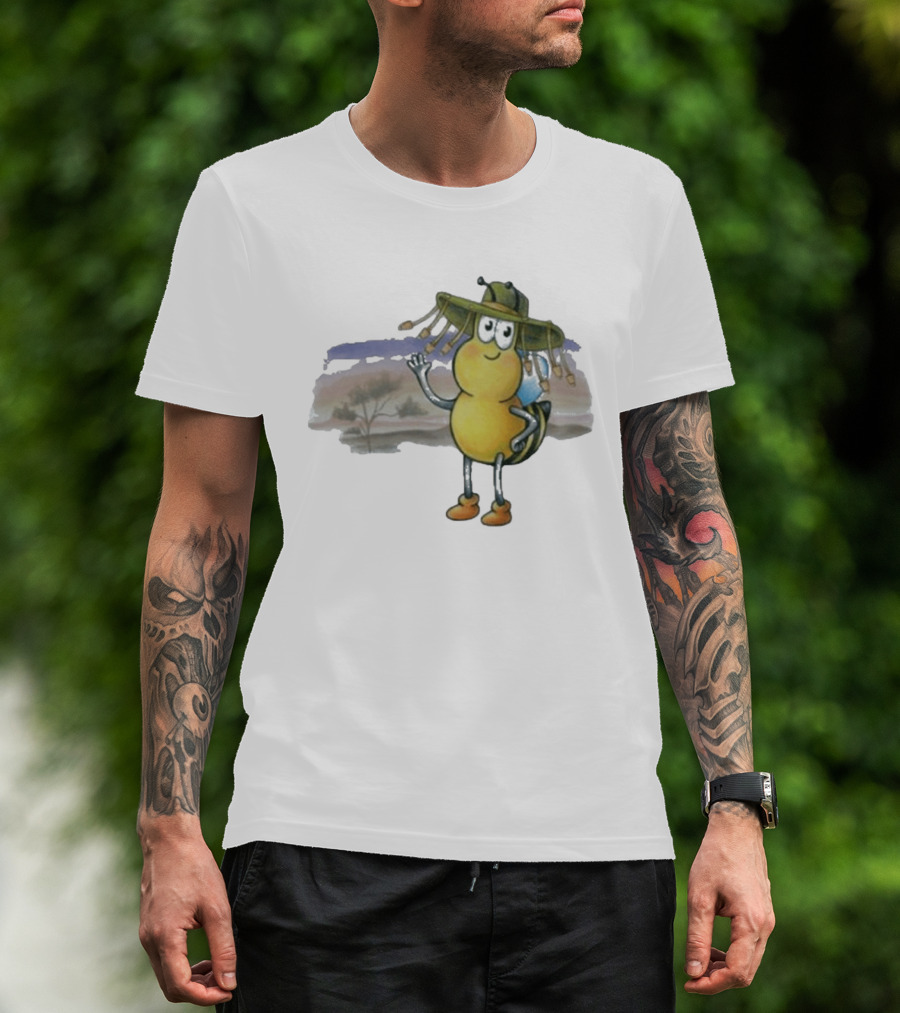 Drgluon Waving In The Outback With Bug Character In Sun Hat T-Shirt