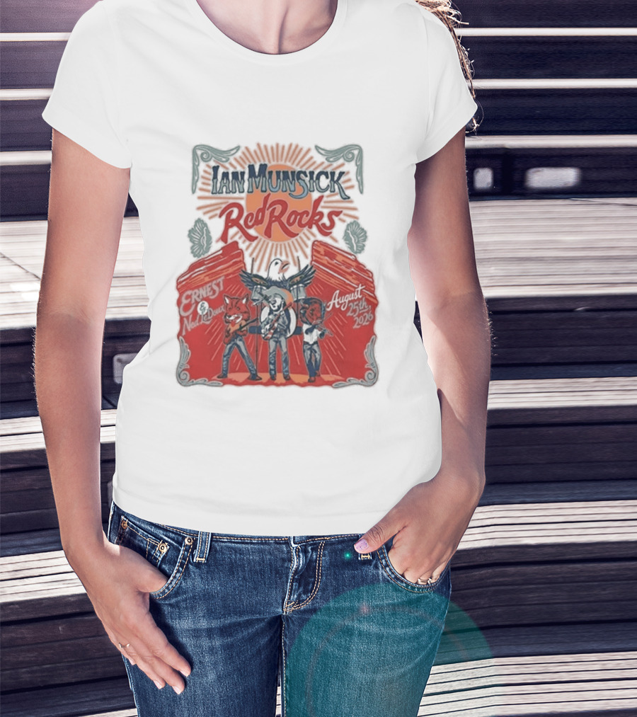 Ian Munsick Red Rocks Morrison CO 08 25 2026 Live Tour Featuring Ernest Neon Dreams T-Shirt