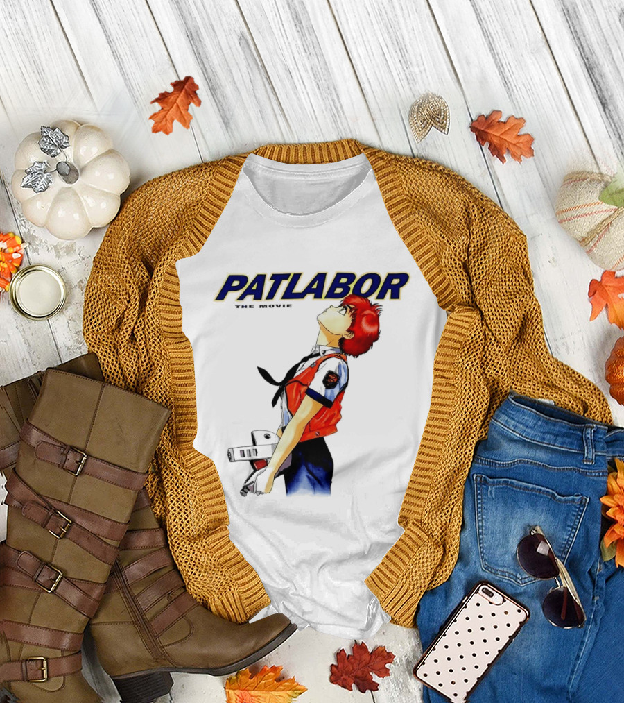 Patlabor The Movie Anime Girl Holding Helmet Looking Up T-Shirt