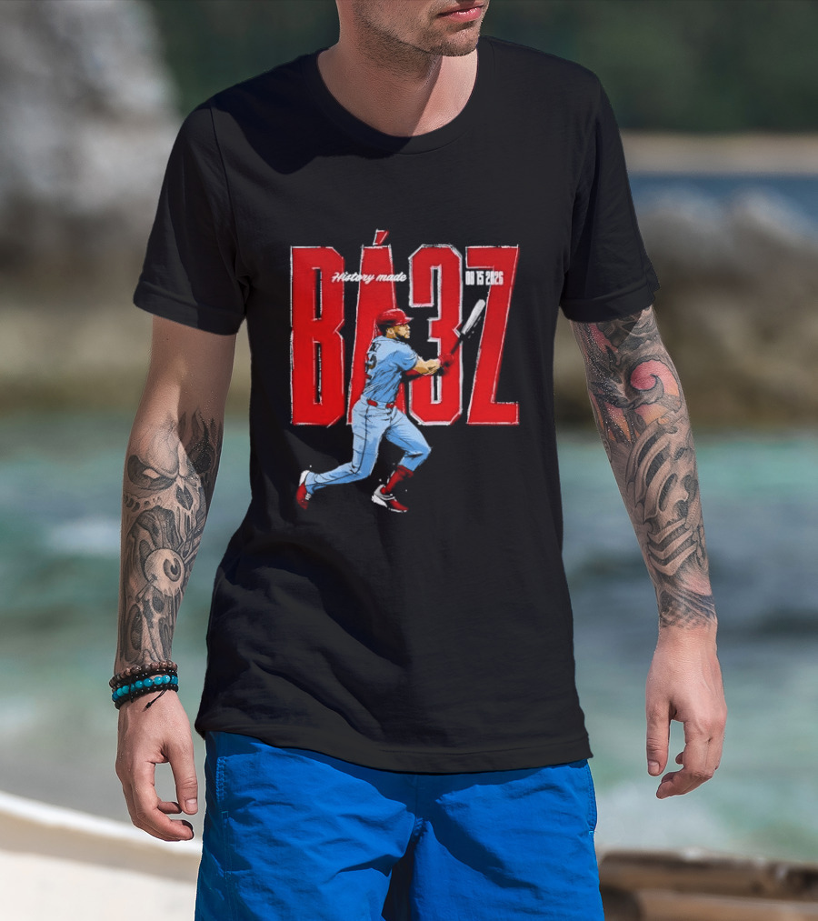 History Made Baez 08 15 2026 Baseball Player Swinging Bat Sketch T-Shirt