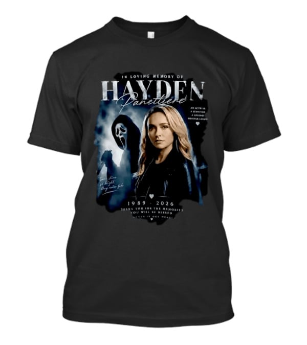In Loving Memory Of Actress Hayden Panettiere 1989 2026 With Ghostface Shadow T-Shirt