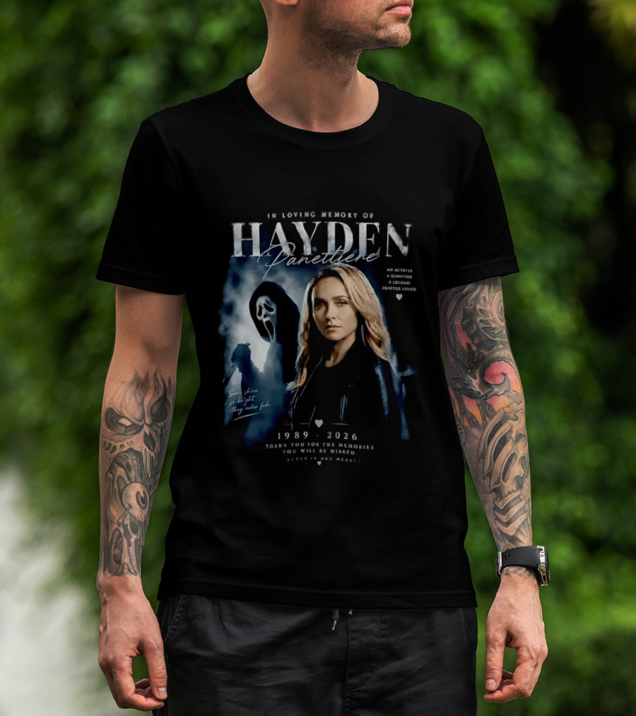 In Loving Memory Of Actress Hayden Panettiere 1989 2026 With Ghostface Shadow T-Shirt