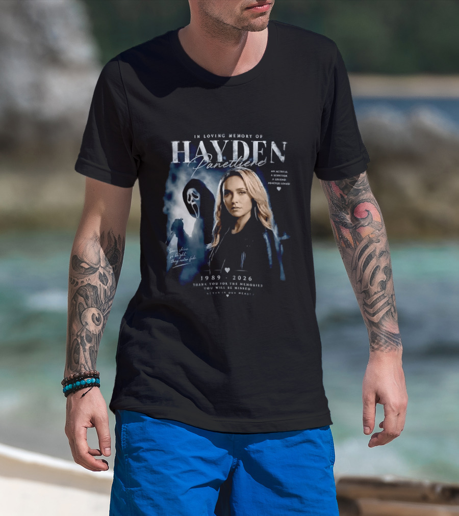 In Loving Memory Of Actress Hayden Panettiere 1989 2026 With Ghostface Shadow T-Shirt