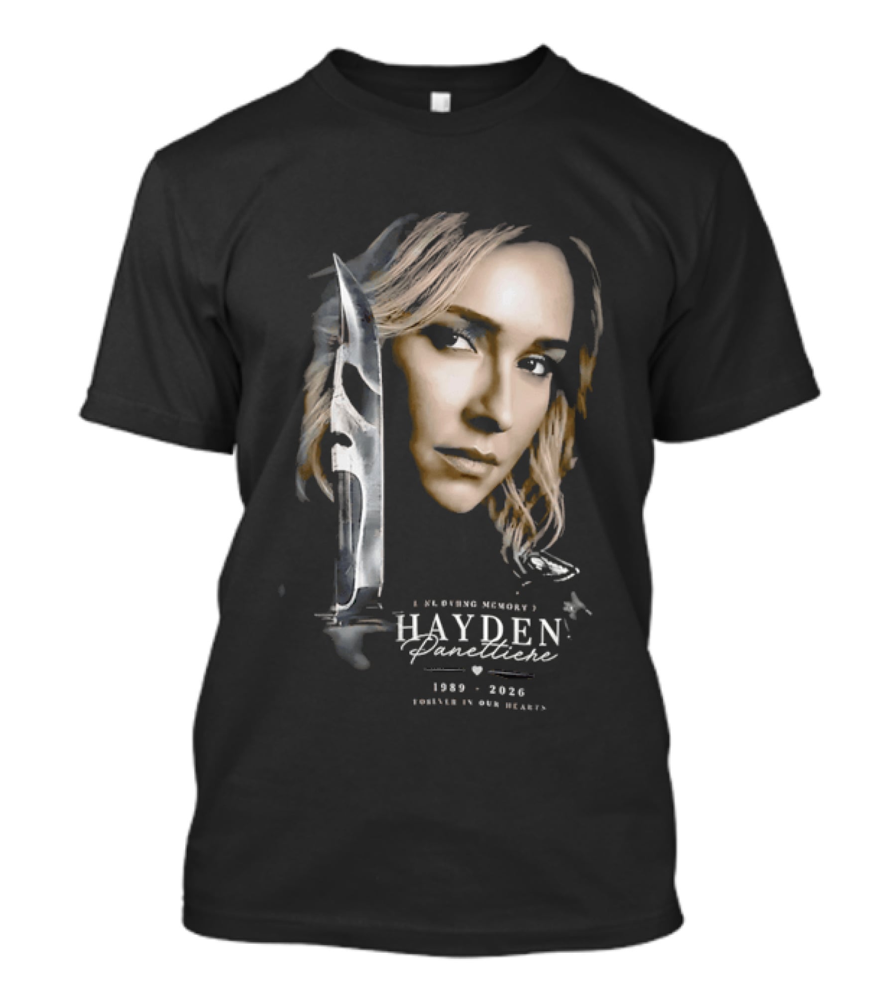 In Loving Memory Hayden Panettiere Forever In Our Hearts 1989 2026 Woman Knife Ghostface T-Shirt