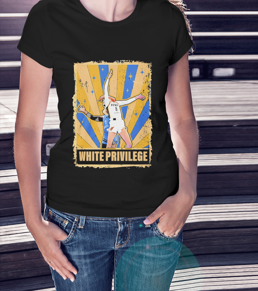 Indiana Fever WNBA White Privilege Basketball Players Foul Distressed Sunburst Stars T-Shirt
