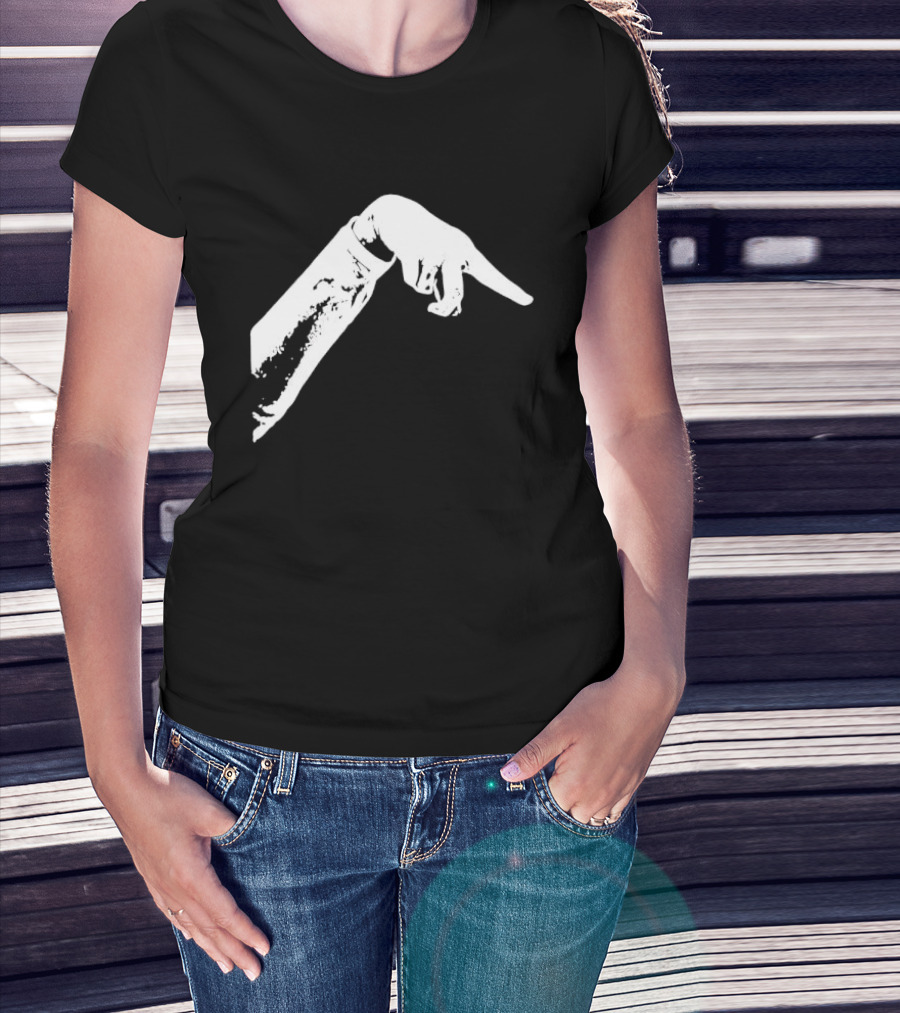Monochrome Pointing Hand Sleeve Downward T-Shirt