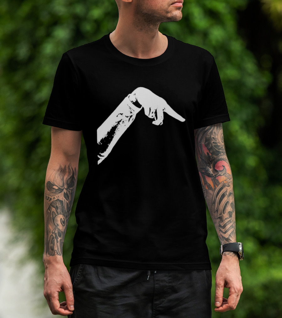 Monochrome Pointing Hand Sleeve Downward T-Shirt