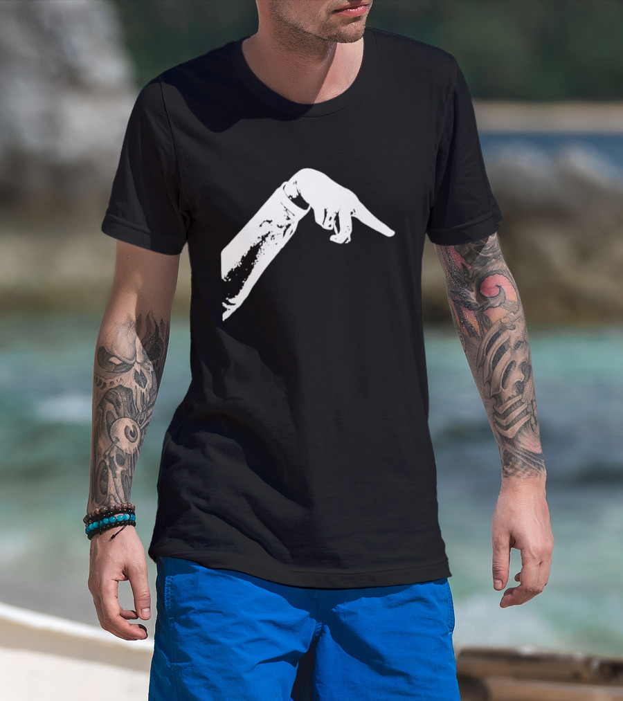 Monochrome Pointing Hand Sleeve Downward T-Shirt