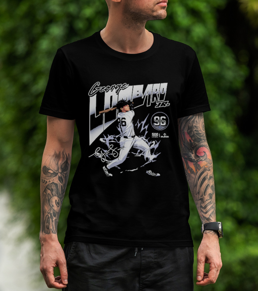George Lombard Jr. 96 New York Y Electric Baseball Player With Dynamic Swing T-Shirt
