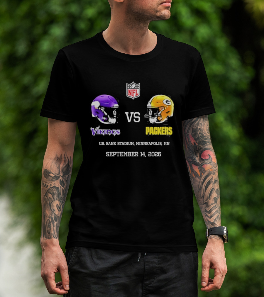 Green Bay Packers Vs Minnesota Vikings NFL U.S. Bank Stadium Minneapolis September 14 2026 T-Shirt