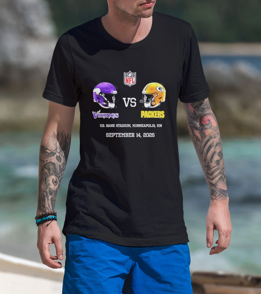 Green Bay Packers Vs Minnesota Vikings NFL U.S. Bank Stadium Minneapolis September 14 2026 T-Shirt