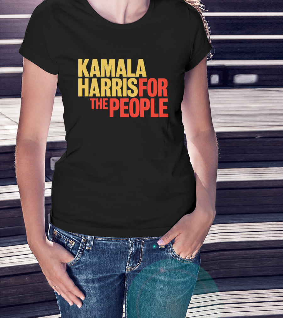 Kamala Harris For The People Text Classic Bold Yellow And Red T-Shirt