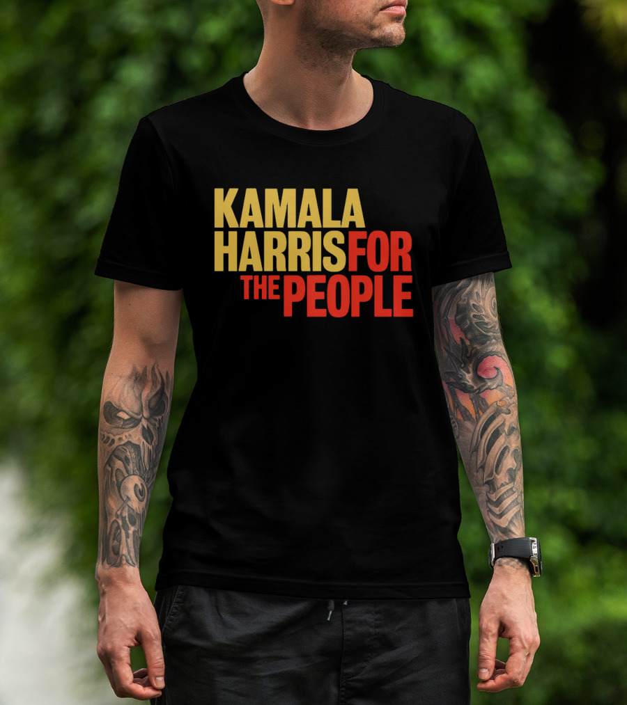 Kamala Harris For The People Text Classic Bold Yellow And Red T-Shirt