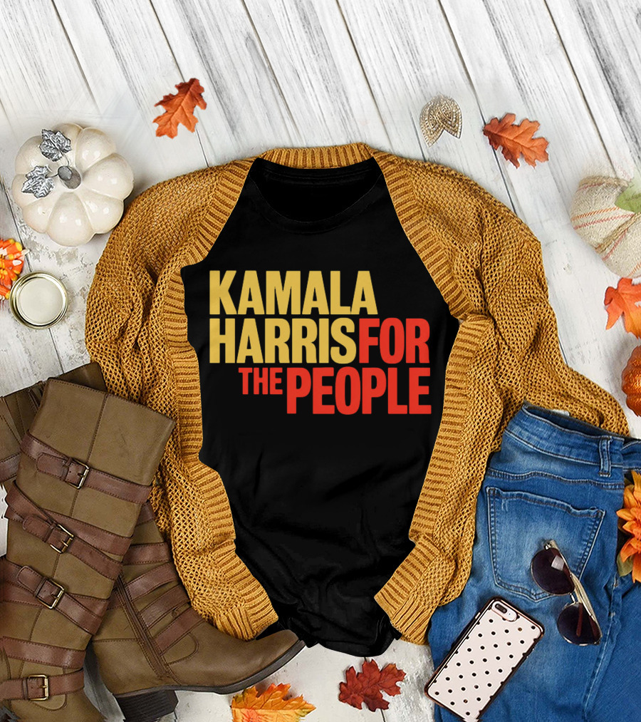 Kamala Harris For The People Text Classic Bold Yellow And Red T-Shirt