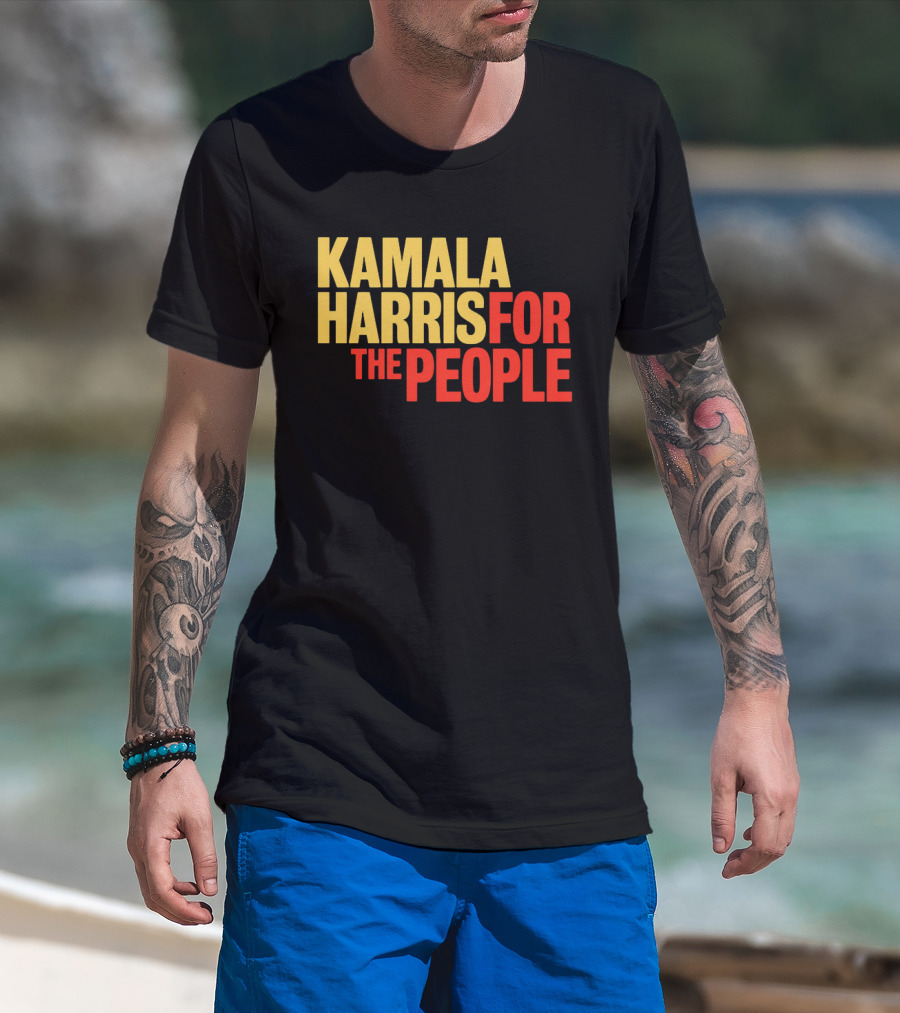 Kamala Harris For The People Text Classic Bold Yellow And Red T-Shirt