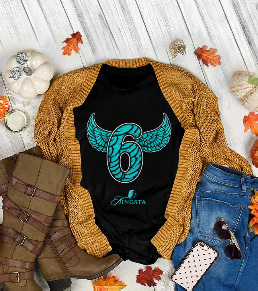 Kingsta Turquoise Feathered Wings Number 6 T-Shirt