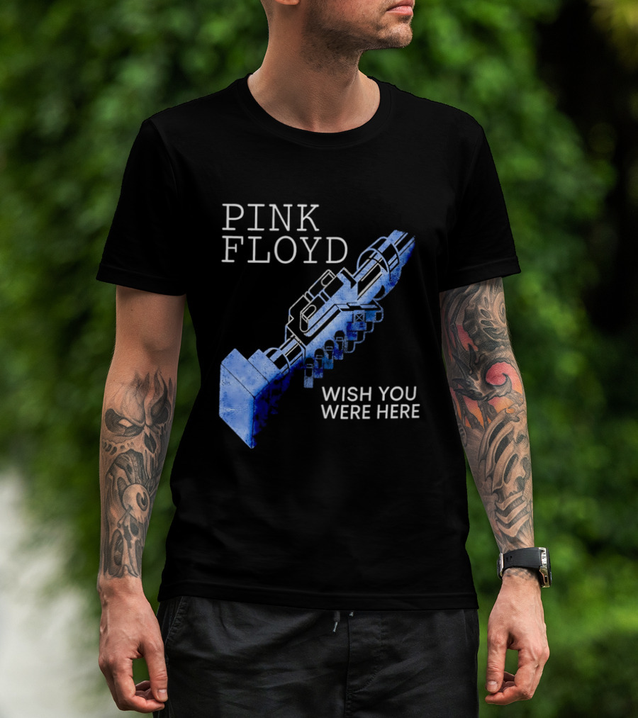 Pink Floyd Wish You Were Here Blue Mechanical Robot Handshake T-Shirt
