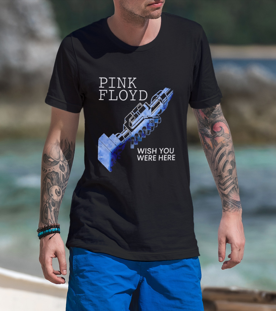 Pink Floyd Wish You Were Here Blue Mechanical Robot Handshake T-Shirt
