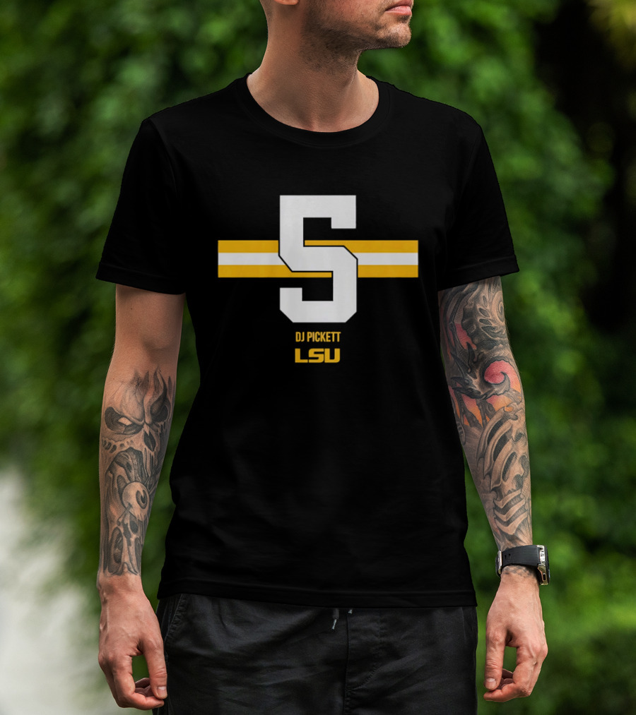 LSU Tigers DJ Pickett Number 5 Yellow T-Shirt