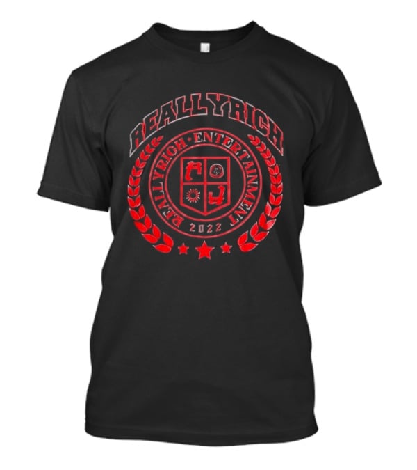 Reallyrich Entertainment 2022 Laurel Wreath Red Crest Shield And Stars T-Shirt