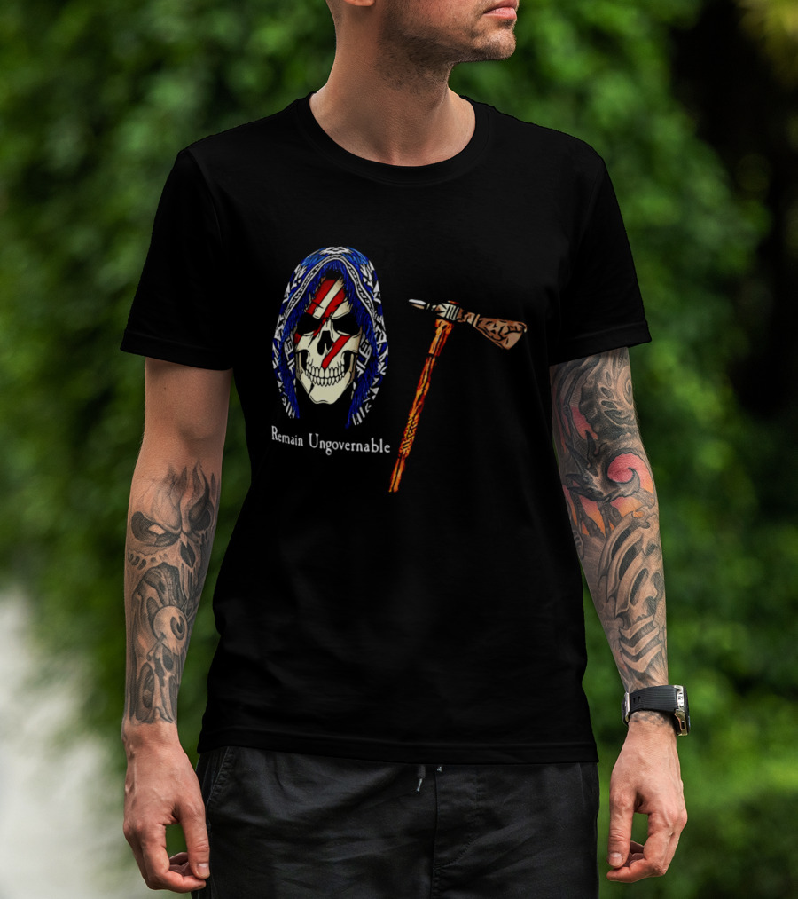 Remain Ungovernable Hooded Skull With Hammer Anti Authority T-Shirt