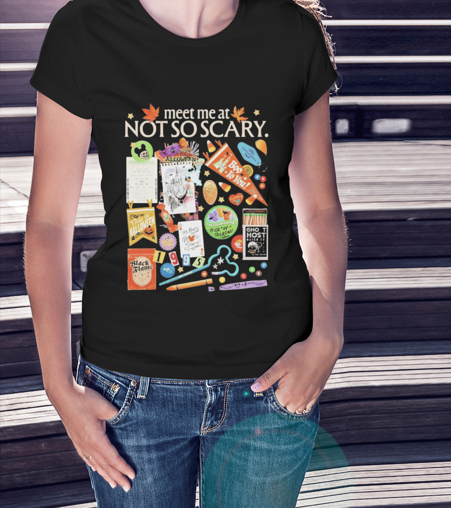 Meet Me At Not So Scary Boo To You Disney Halloween Trick Or Treating Black Flame Candle Halloween Party T-Shirt