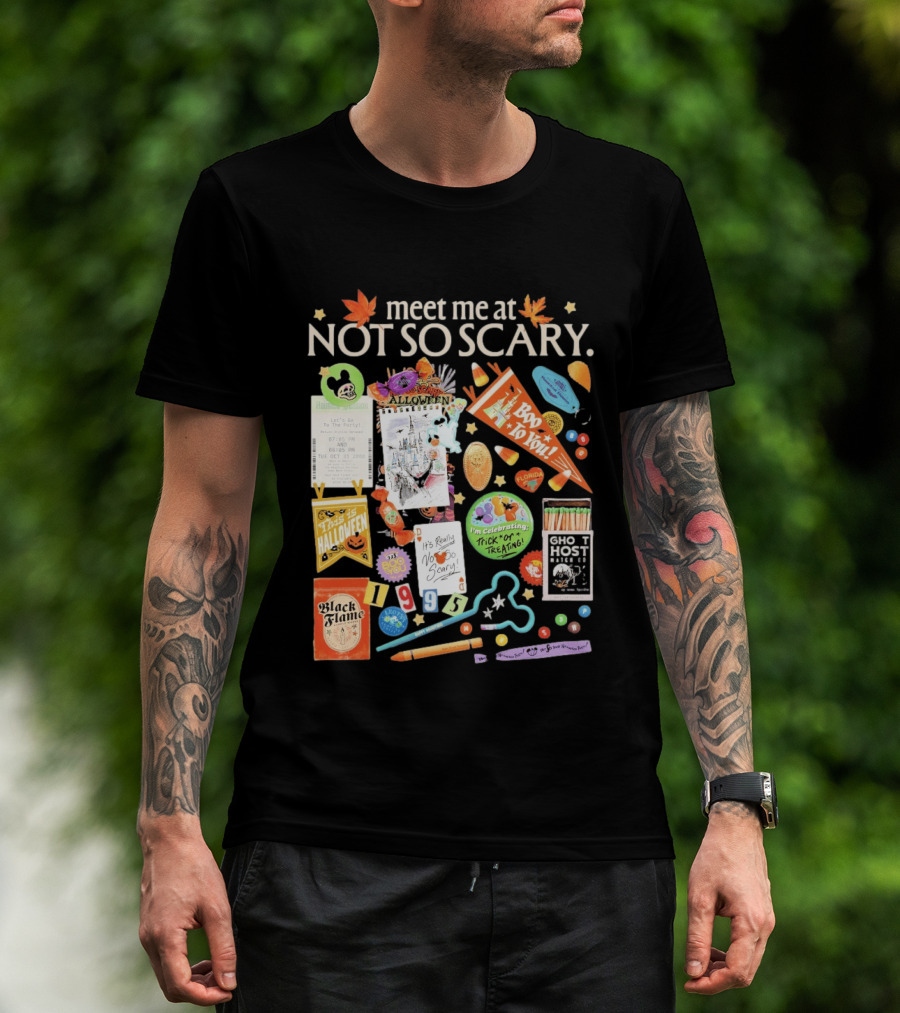 Meet Me At Not So Scary Boo To You Disney Halloween Trick Or Treating Black Flame Candle Halloween Party T-Shirt