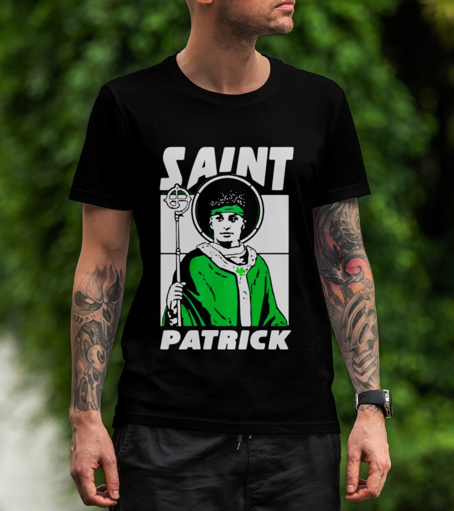 Saint Patrick Mahomes Kansas City Chiefs Iconic Green Halo And Staff T-Shirt