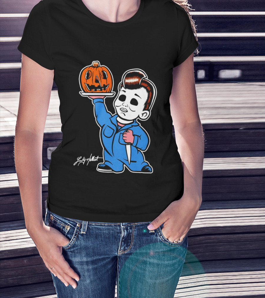 Michael Myers Big Boy Halloween Pumpkin Knife T-Shirt