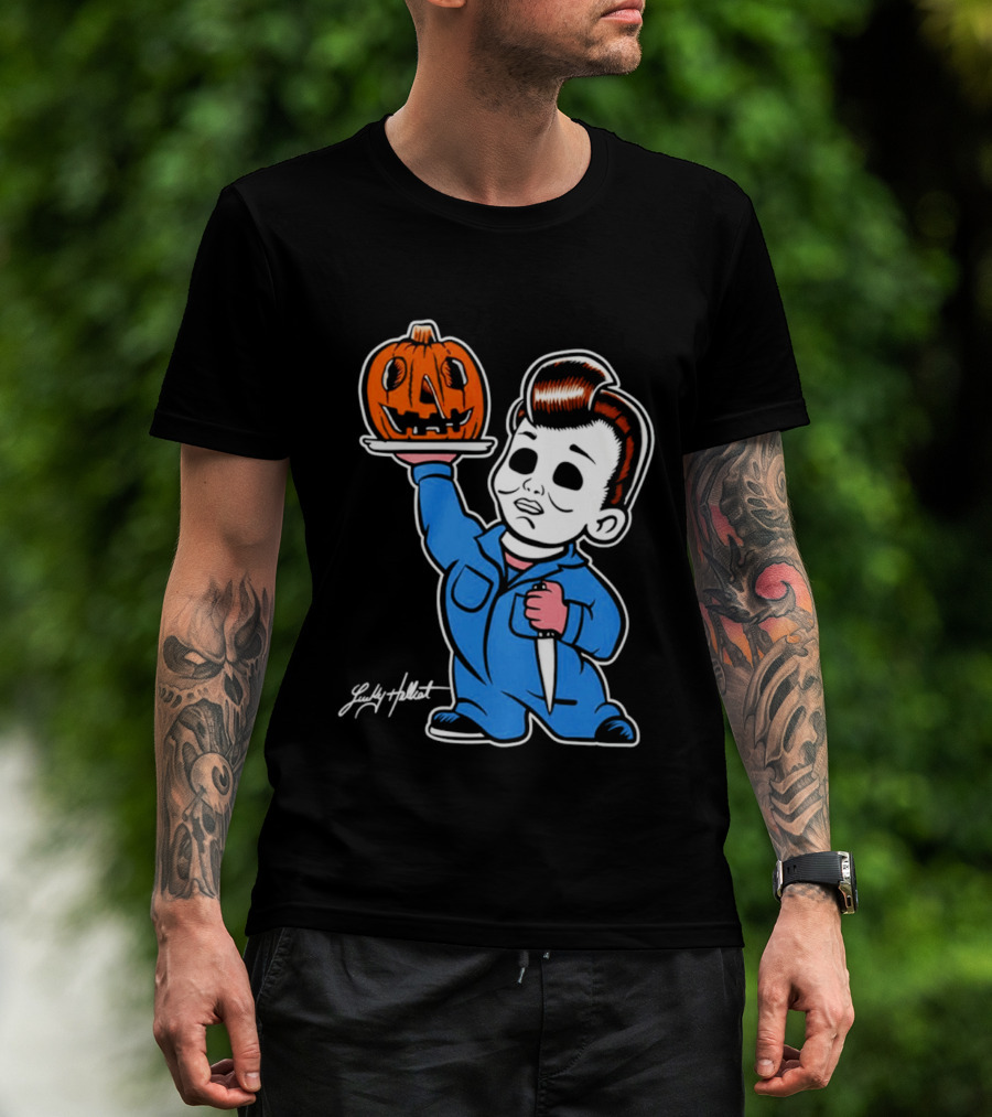Michael Myers Big Boy Halloween Pumpkin Knife T-Shirt