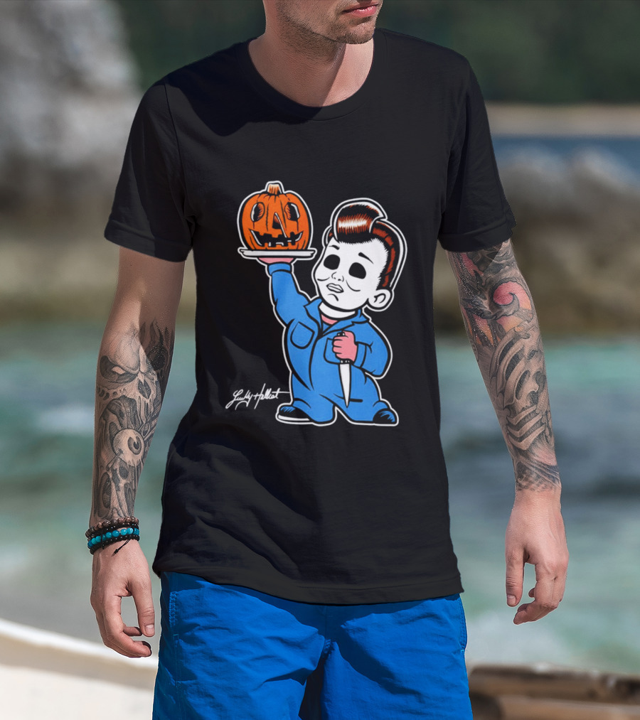 Michael Myers Big Boy Halloween Pumpkin Knife T-Shirt