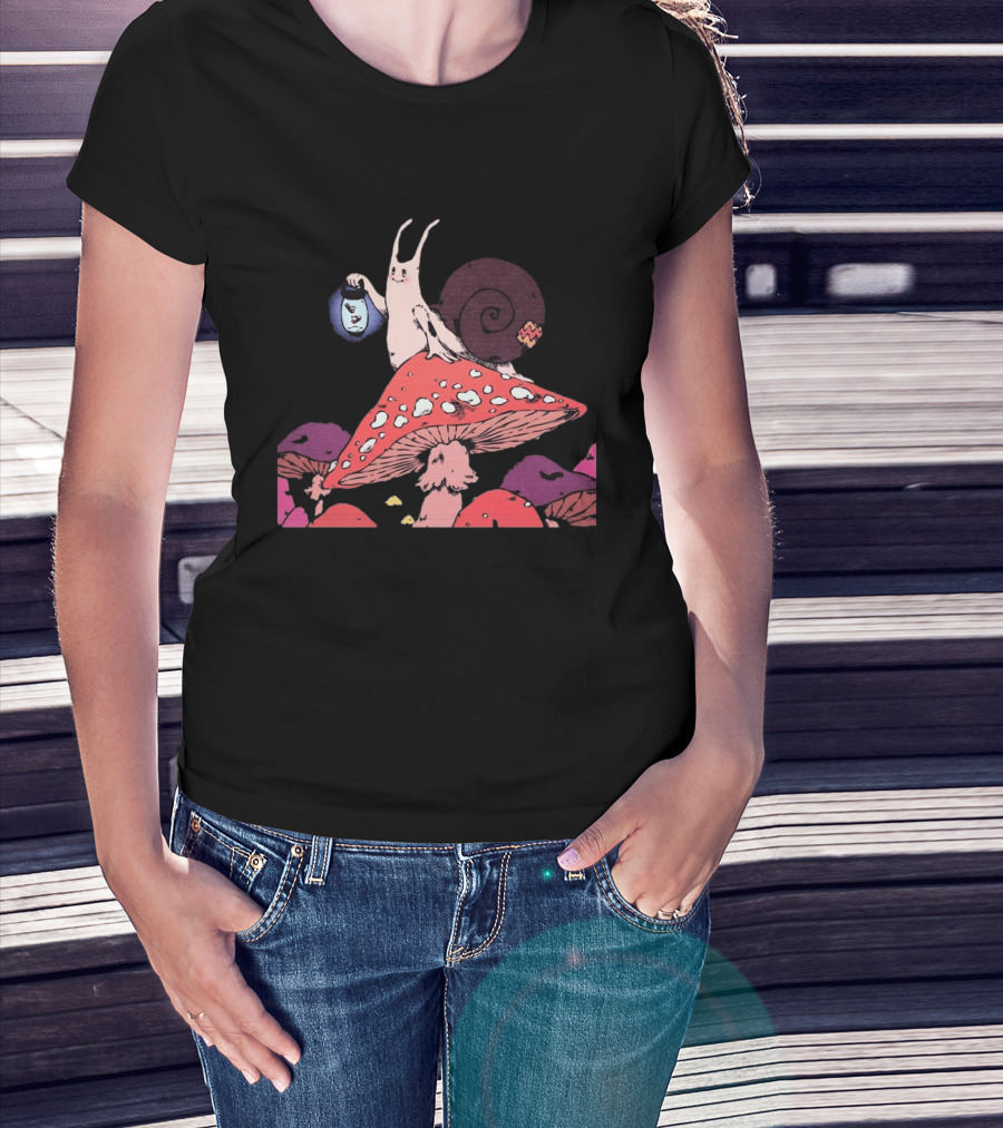 Steady Hands Snail Lantern On Giant Mushroom T-Shirt